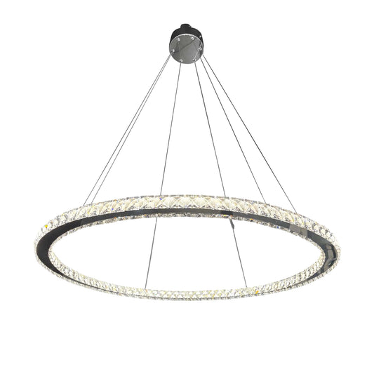 1 Thin Ring Crystal Chandelier // Chrome