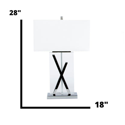 Chrome and Crystal X Table Lamp // 1 Light // USB Charger