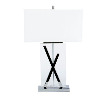 Chrome and Crystal X Table Lamp // 1 Light // USB Charger